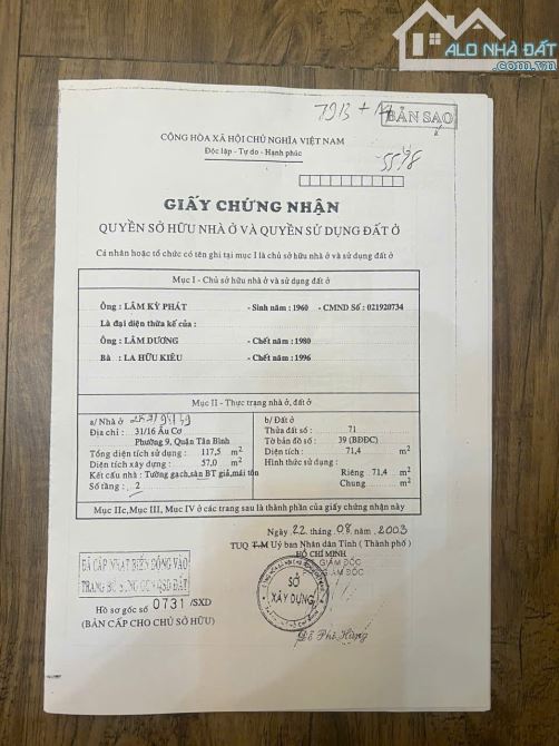 Chính Chủ Bán HXH Âu Cơ, Phường 9, Tân Bình: 8.5x24.14m, Giá Tốt Nhất Thị Trường Chỉ 27.5 - 3