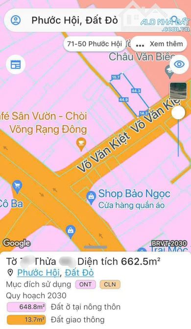 LÔ GÓC 2 MẶT TIỀN VEN BIỂN VÕ VĂN KIỆT - XÃ PHƯỚC HẢI - TP HCM 🌈Diện tích 662.5 m2 sẵn 20 - 4
