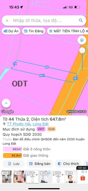 THỊ TRẤN PHƯỚC HẢI - BRVT; KHU TRUNG TÂM - CÁCH BIỂN CHỈ 3KM 🌈🌈🌈647,8M2 - NGANG 10x68M - 5