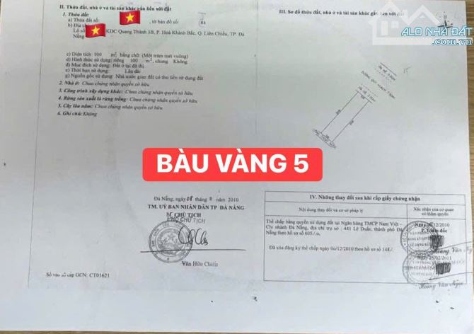 BÁN ĐẤT MẶT TIỀN ĐƯỜNG BÀU VÀNG 5-HOÀ KHÁNH BẮC-LIÊN CHIỂU - 1
