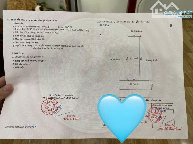 Bán lô đất DT  100 M mặt đường Đằng Hải Hải An