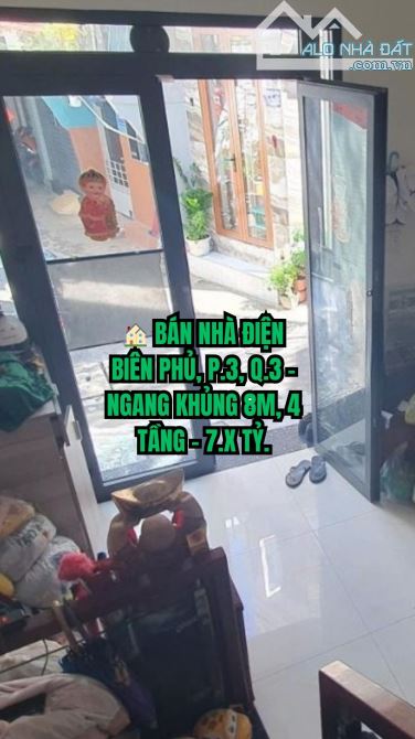 🏠 BÁN NHÀ ĐIỆN BIÊN PHỦ, P.3, Q.3 - NGANG KHỦNG 8M, 4 TẦNG - 7.X TỶ.