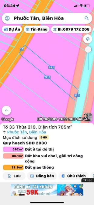 Bán đất Phước Tân 10x70m sổ riêng gần Võ Nguyên Giáp – Ngã 4 Tân Cảng