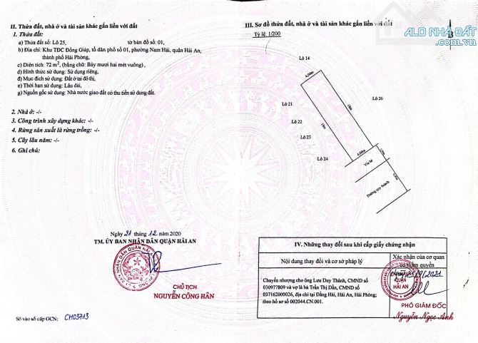 Bán đất TDC Đồng Giáp, Hải An, Hải Phòng