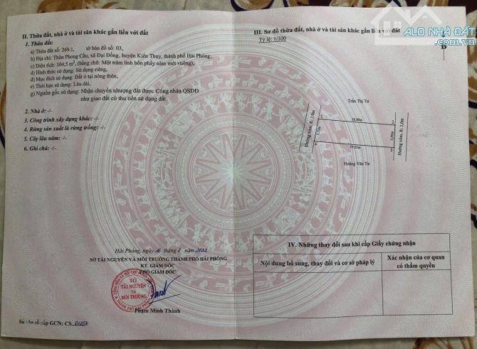 Chính chủ gửi bán lô đất tại Phong Cầu Đại Đồng Kiến Thuỵ