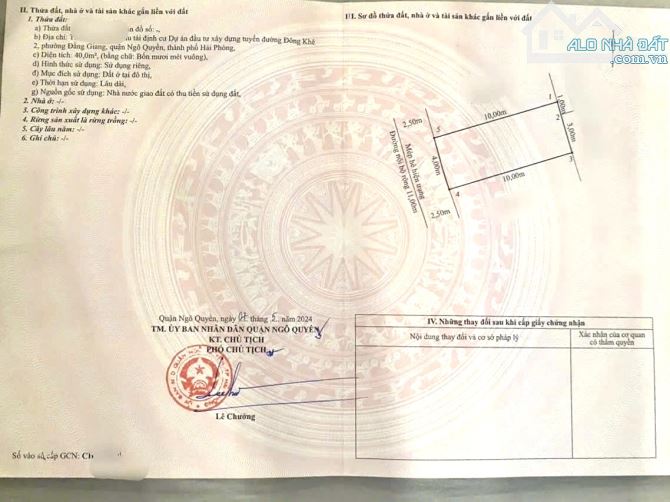 🏖️Bán lô đất TDC Cây Đa, Ngô Quyền, Hải Phòng - Dtmb: 40m2, ngang 4m, vỉa hè 2,5m - Hướng