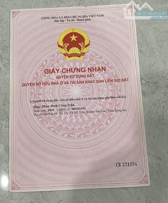 Bán 2 lô đất Mỹ Yên, Bến Lức, Long An 234 mét vuông, giá 5,6 tỷ