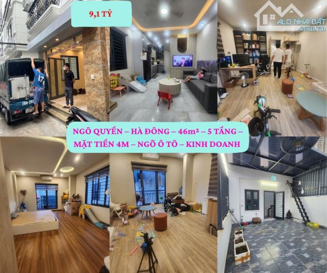 NGÔ QUYỀN – HÀ ĐÔNG – 46m² – 5 TẦNG – MẶT TIỀN 4M – NGÕ Ô TÔ – KINH DOANH – 9,1 TỶ