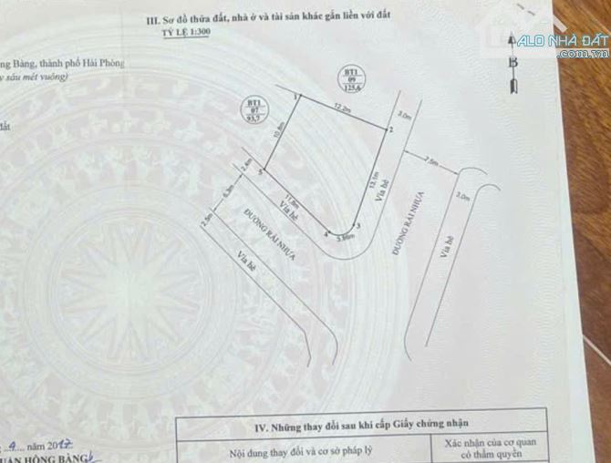 Bán lô đất DT 514 M  TĐC Hồ Đá  Sở dầu Hồng Bàng HP