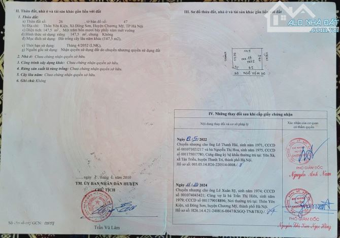 Bán 147m đất vườn tại đông sơn chương mỹ hà nội