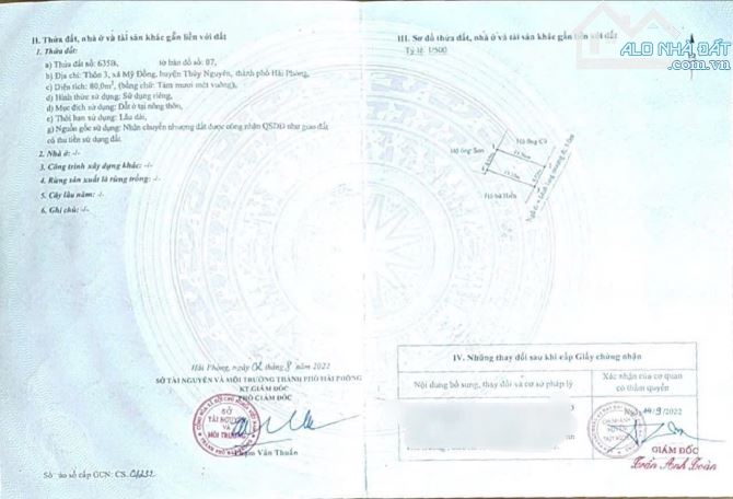 Bán lô đất mặt đường trải nhựa tại Thôn 3, Mỹ Đồng, Thủy Nguyên, Hải Phòng - 1