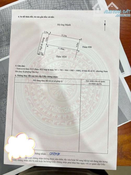 🍀Bán 2 lô đất ngõ Hàng Tổng, Hải An, Hải Phòng - Dtmb: 46m2, ngang 4m, ngõ rộng 2,6m - Hư - 1