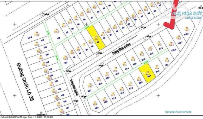 Bán lô đấu giá làn 2 Tiên Xá - Hạp Lĩnh thông 2 mặt đường. ✅ Diện tích : 118.7m2 ✅ Mặt tiề - 1