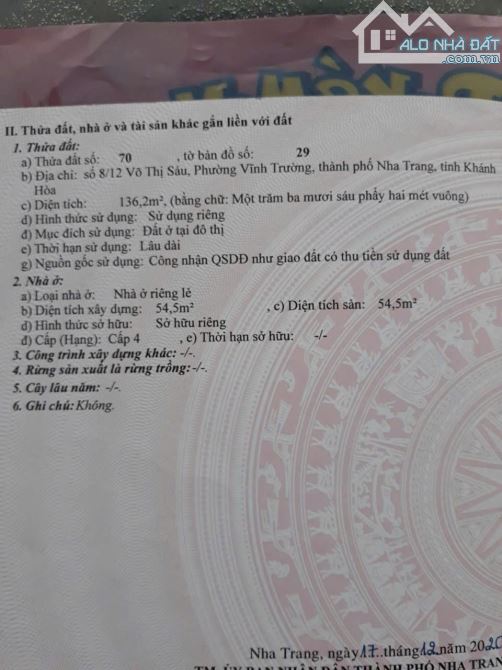 Căn góc 2 MT VÕ THỊ SÁU - Nam Nha Trang 136mv, nhà C4 vị trí kinh doanh tốt, sổ hồng - 1