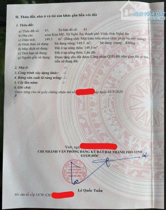 Chính chủ bán đất thổ cư, xã Kim Mỹ, Nghi Ân, Nghệ An - 1