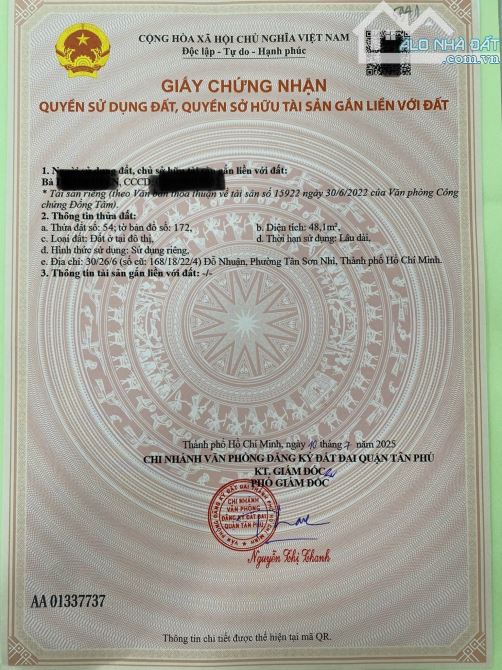 HIẾM 1-0-2 🏡 TÂN PHÚ – NGAY AEON– HXH 30 ĐỖ NHUẬN – 48M² – 1 TRỆT 1 LỬNG – CHỈ 5,3 TỶ - 3