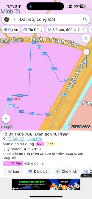 BÁN 1HA ĐẤT MẶT TIỀN PHẠM HÙNG VÀ ĐOÀN TRUNG CÒN SẴN 520M TC ĐẦU TƯ XÂY TRỌ RẤT ĐẸP - 3
