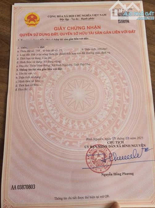 Chính chủ gửi bán 100m đất phân lô tại Hàm Rồng Bình Nguyên - 3
