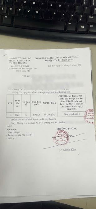Bán lô đất gần 2000m2-205m thổ cư Xã Long Mỹ gần biển Phước Hải - Đất Đỏ- Bà rịa Vũng Tàu. - 5
