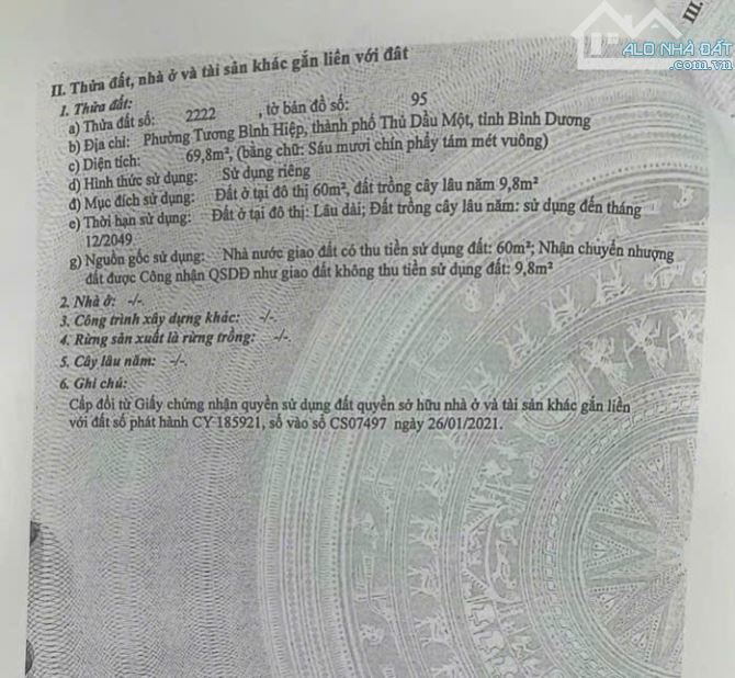 BÁN NHÀ TƯƠNG BÌNH HIỆP – GIÁ 2 TỶ 200  3 phòng ngủ, 2 WC, phòng khách, bếp đầy đủ - 7
