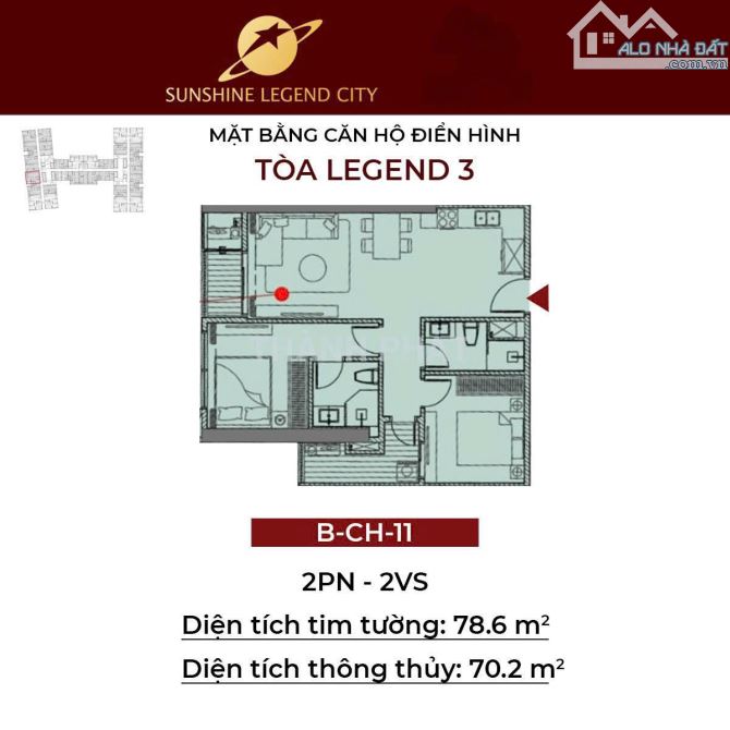 BÁN CHUNG CƯ SUNSHINE LEGEND CITY - 79M2 - TÒA LEGEND 3 - VIEW SÔNG HỒNG - 54 TR/M2 - 7