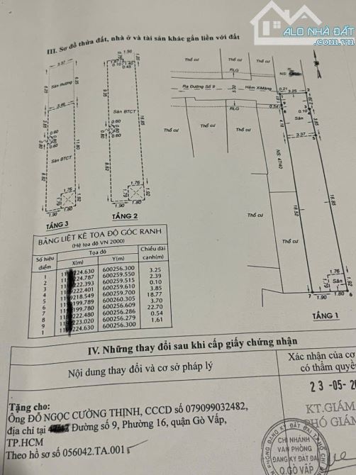Nhà trệt 2lầu đúc. DT:3,5x24m =6,2tỷ, đường số 9, P.16 GV. - 8