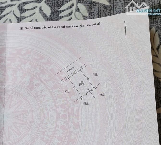 Bán 144m2 đất dịch vụ Song Phương mặt tiền 9.4m không lỗi