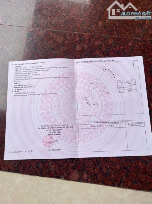 BÁN gấp lô đất trục chính kinh doanh tỉnh lộ 305 Duy Phiên Tam Dương 100m mt5m 4,1 tỷ - 5