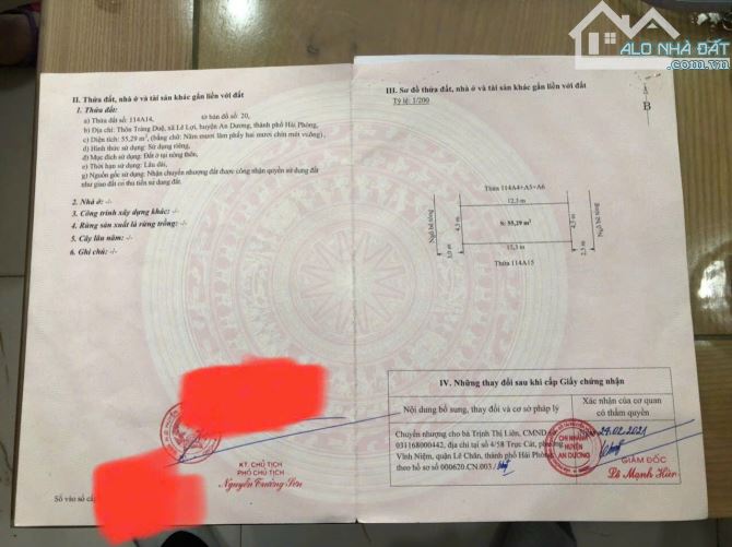 55 m² ngang 4,5 M tại Tràng Duệ Lê Lợi 2 mặt ngõ trước sau giá chỉ hơn 800   mua đầu tư lâ