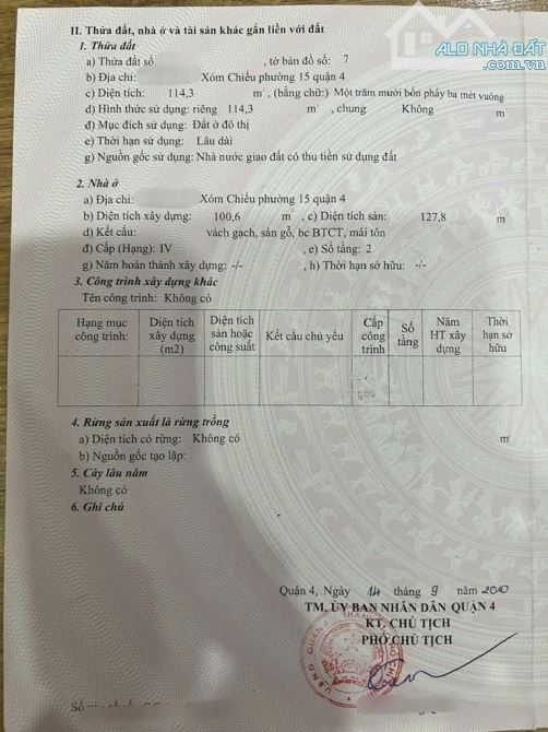 DT 114m² _ Ngang 10m _ Xóm Chiếu Quận 4 giá 7,5 tỷ.