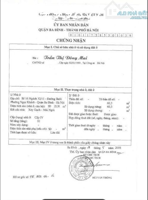 Cần bán nhà số 16. Ngách 32 đường Bưởi. Trước cổng công viên Thủ Lệ.
