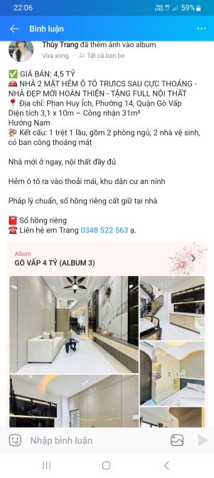 2 tầng mới full nội thất 2 mặt hẻm xe hơi trước sau 4,5 tỷ Phan Huy Ích Phường 14 Gò Vấp