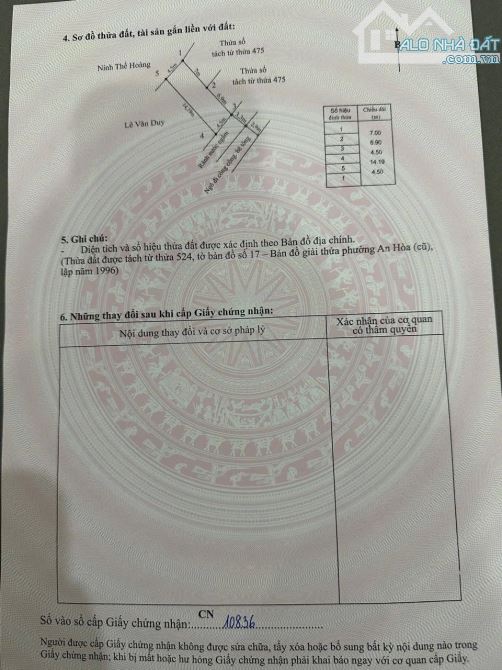 Bán đất phường An Hoà, An Phong. Đường rộng 6m. 61,6m2