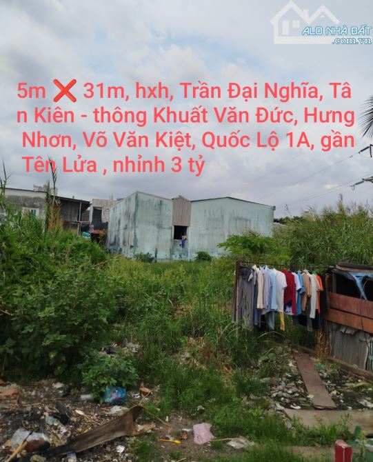 Bán đất thổ cư hẻm ô tô tới đất DT 5m x 31m, Trần Đại Nghĩa, Tân Kiên, Bình Chánh,giá 4.17 - 5