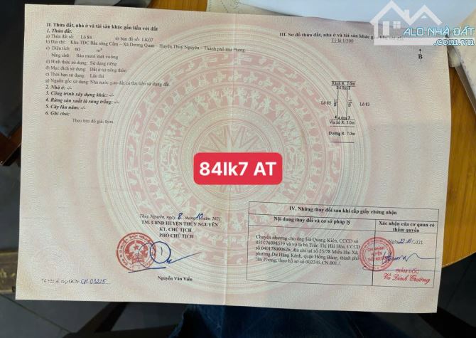 ❎Chào bán 3 lô 84Lk07, 70lk07và 11lk11  RẺ NHẤT Tái Định Cư Áp Tràn - Phường Thuỷ Nguyên - 1