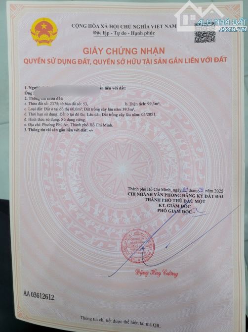 Đất nhánh Dx132 Tân An. Dt 6m4x16 (60tc) giá 1tỷ590 - 2