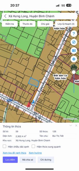 Bán đất giá rẻ thổ cư 2300m2 xã Hưng Long QH dân cư - 2
