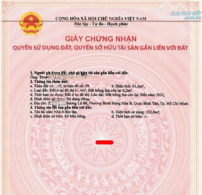 Quá Thơm nhà Hương Lộ 80 hẻm 6m ô tô vào nhà 62m2,4 Tầng 4 phòng ngủ 3 tỷ 9 - 2
