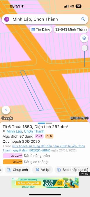 KẸT TIỀN BÁN GẤP 1LÔ ĐẤT CHƠN THÀNH - 3