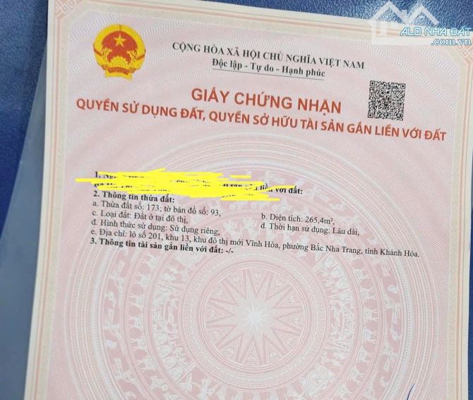 BÁN ĐẤT VÀNG SỔ HỒNG MT đường PHẠM VĂN ĐỒNG – BẮC NHA TRANG 265mv ngang 11m - 3