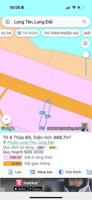 MẶT TIỀN NHỰA ĐỐI DIỆN HỒ LỒ Ô - LONG TÂN - ĐẤT ĐỎ - BRVT 🌈DT 468,7M2 - ngang 10x47m - 3