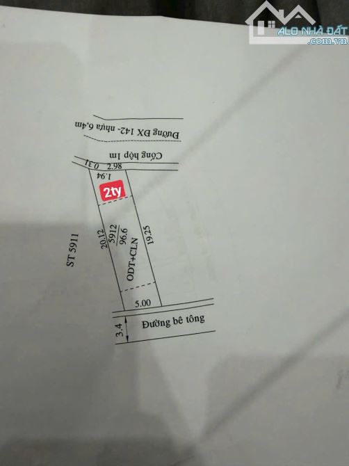 Lô 2 mặt tiền Dx142 TBH. Dt 5x20(60tc) giá 2tỷ (Rẻ nhất khu). - 3