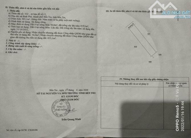 Bán nhà 500m2 có 50m2 thổ cư đường xe walam