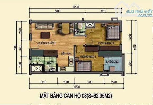Bán chcc, p..34 Tòa CT11 Kim Văn Kim Lũ, sổ đỏ, 63m2, 2 ngủ, full đồ