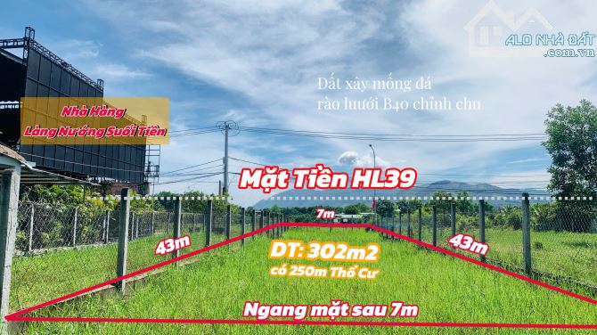 Bán đất mặt tiền đường Hương lộ 39 Suối Tiên Diên Khánh gần KDL Suối Tiên