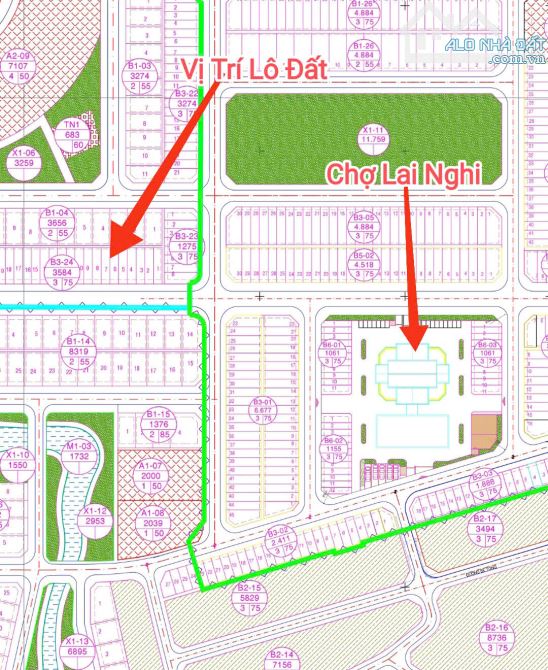 Bán Đất Nền đường 10m5 Dự Án Hội An Green Village - Lai Nghi B3.24 dt150m2 giá 11.5tr/m2