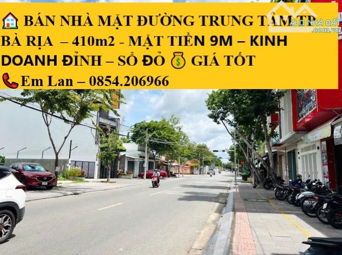 BÁN NHÀ MẶT ĐƯỜNG TRUNG TÂM TP BÀ RỊA – MẶT TIỀN 9M – KINH DOANH ĐỈNH – SỔ ĐỎ 💎