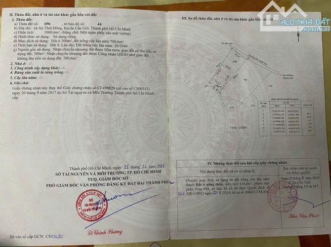 Bán đất nông nghiệp DT 1000m xã An Thới Đông cần giờ,