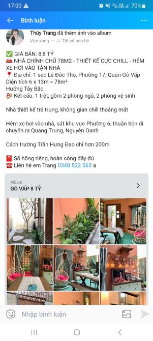 Bán nhà hẻm 283 Lê Đức Thọ Phường 17 Gò Vấp gần trường Trần Hưng Đạo 78m2 hẻm xe hơi