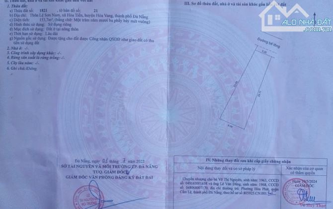 chính chủ cần bán đất lô đất hoà tiến đà nẵng